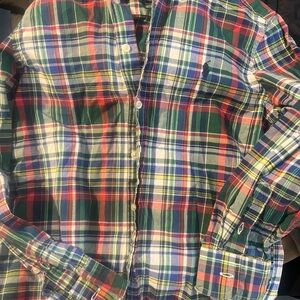 Ralph Lauren boys Green Red Blue Plaid Button-Down Shirt